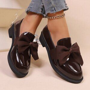 Chocolate Brown Sexy Women's Round Toe Bow Decor Flat Shoes
